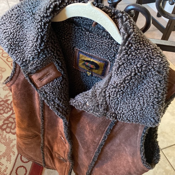 FoxRun Vintage LEATHER Womens Brown Winter Vest Sz M Four Buttons Front Pockets - Picture 3 of 17